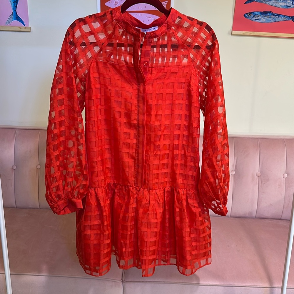 English Factory Red Checkered Dress